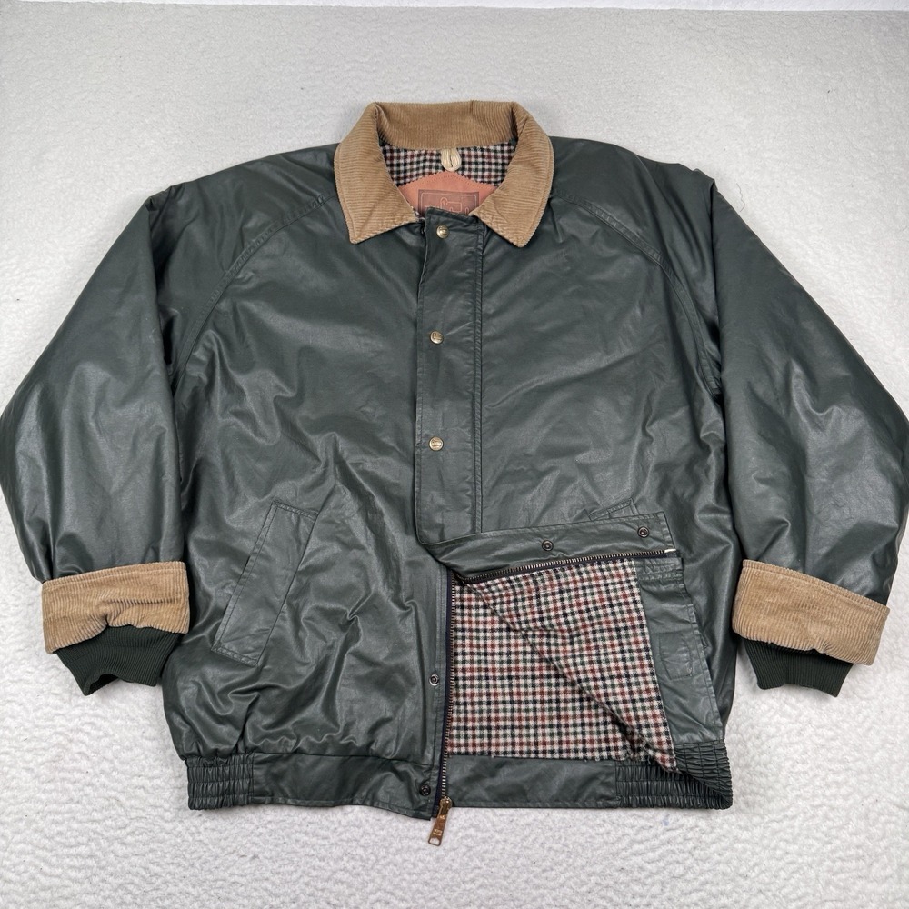 VTG‎ Woolrich Chore Coat Nylon Rain Jacket Corduroy Trim Wool Flannel Lined - L